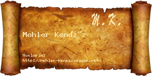 Mehler Kenéz névjegykártya
